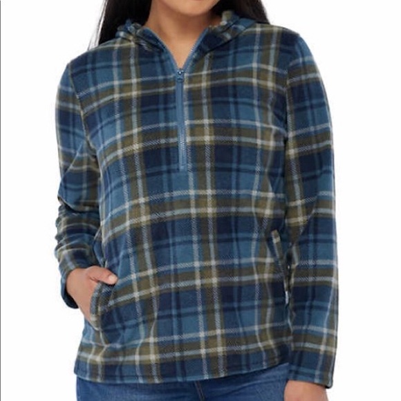 O’NEILL 1/4 ZIP PLAID HOODIE - Picture 1 of 10